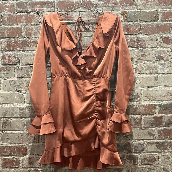 NEW Majorelle Nelly Mini Dress in Terracotta Brown Size Small - Picture 3 of 11